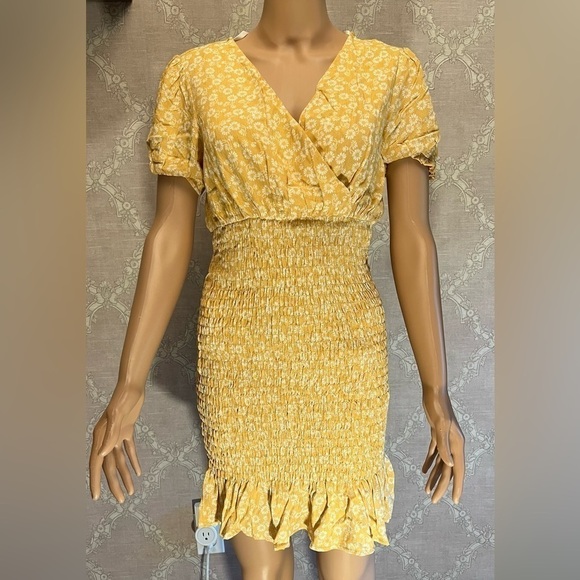 Urban Outfitters Dresses Urban Outfitters Lumiere NWT Orange Floral Smocked Mini - Picture 5 of 10